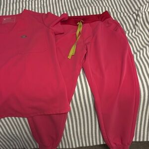 FIGS pink small top- small petite joggers